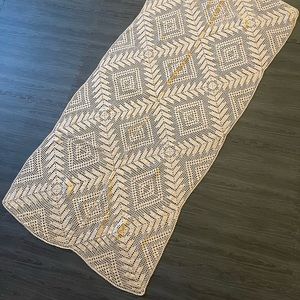 Hand crocheted vintage dresser scarf 72”x 32” great condition heavy cotton